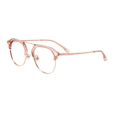 China Reading Playing Glass Half Frame Anti Myopia Glass Optical Frame Transparent Blue Light Female Frame for sale