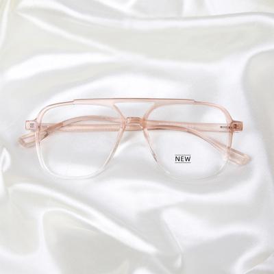 China Reading playing transparent classic female trend retro double beam optical frame large glass frame for sale