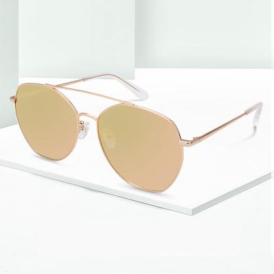 China Fashion Sunglasses Women's Fashion Trend Pilot Polarized Metal Polygon Sunglasses for sale