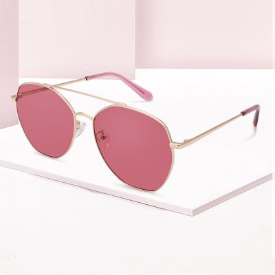 China Fashion Sunglasses Women's Fashion Trend Pilot Polarized Metal Polygon Sunglasses for sale