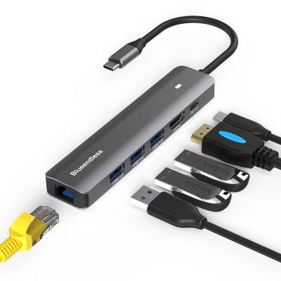 China TYPE C Connector Mac Book Charging Station Usb C To Type C HDTV Adapter Powered USB Hub 4 In 1 Lan Multi Port USB 3.0 Hub for sale