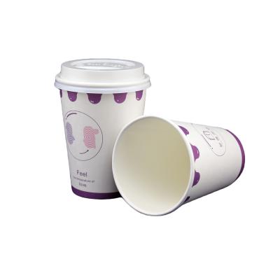 China Manufacturer Custom Logo Printed Disposable Coffee Paper Disposable Cup With Lid for sale