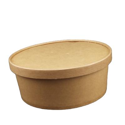 China Factory Disposable Linear Custom Size Kraft Paper Takeout Bowl With Lid for sale