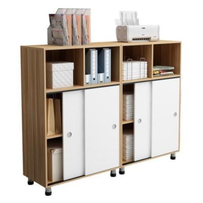 China Convertible Wooden Simple Modern Floor Storage Cabinet Folder Sliding Door Filing Cabinet Low Desk for sale