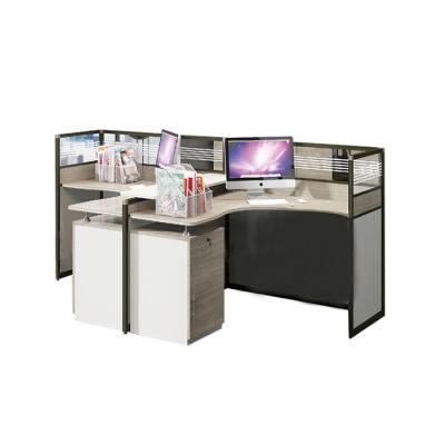 China Adjustable Office (Height) Person Employee Computer Desk and 4 Chair Combination Workstation Desk for sale