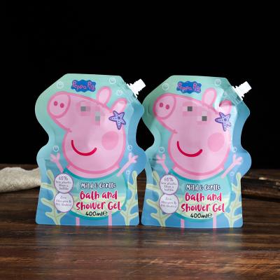 China Aseptic Cute Self-sufficient Custom Plastic Beverage Aluminum Foil Liquid Spout Pouch Cartoon Packaging Bags Liquid Printing for sale