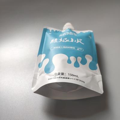 China Recycled Materials Milk Packaging Bags Plastic Die Cut Beverage Spout Packaging Bags for sale