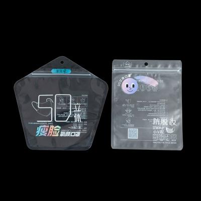 China Matte Glossy Plastic Pouch Mask Custom Printed Moisture Proof Zipper Zipper Protective Packaging Self Sealing Bags for sale