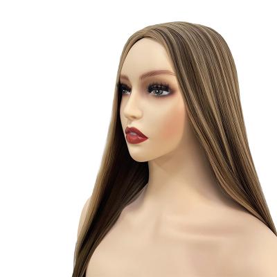 China 2021 Silky Straight Best Selling High Quality Long Ombre Brown Straight Mixed Blonde Wig Wigs For Color Women Synthetic Hair Wigs for sale