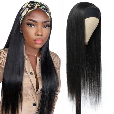 China Wholesale Straight Headband Wig Drop Shipping Get Free Headband 20inch Long Straight Remy Hair Human Hair Wigs For Black Women for sale