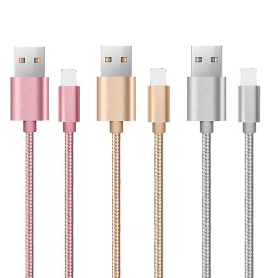 China Real Fast Charging 2.1A USB Noloy Braided Lightnings Data Cable For iPhone 1M for sale