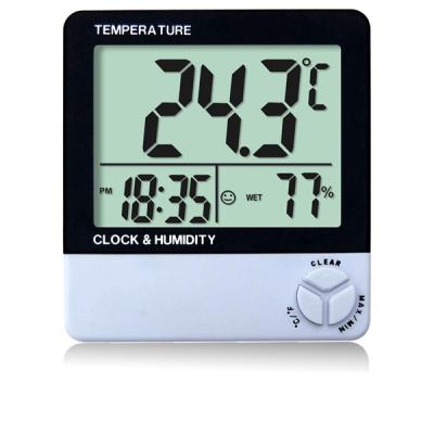 China Maximum/Minimum Digital Wall Clock With Battery LCD Display Thermometer Hygrometer for sale