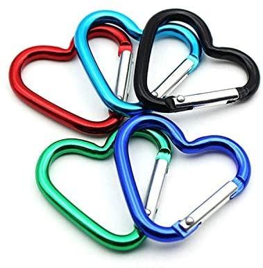 China General Heart Shaped Carabiner Snaphook Key Chain Hook Holder Aluminum Alloy Industry Heart Carabiner Hook Clip Key Holder for sale