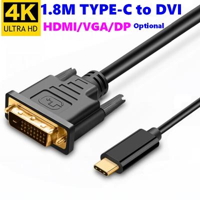 China COMPUTER 1.8M 6FT USB C TYPE-C to DVI USB 3.1 Type C USB-C to VGA HDMI DP Cable for MacBook ChromeBook Huawei MateBook Samsung for sale