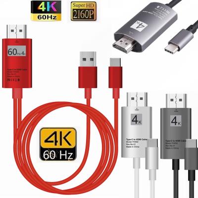 China COMPUTER 2M USB C 3.1 Type-C to HDMI 4K 60Hz 30Hz Adapter Cable with Power for MacBook Samsung Huawei iphone 8 pin USB-C Type C to HDMI for sale