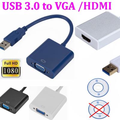 China COMPUTER USB3.0 to VGA USB 3.0 to VGA HDMI Converter Adapter Cable Male to HD Female Win7/8/10 for HDTV LCD TV PC Laptop VIDEO for sale