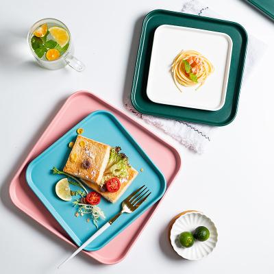 China Disposable Nordic Bakeware Square Home Restaurant Ceramic Steak Dish Square Pizza Pasta Breakfast Dish Bake Items for sale