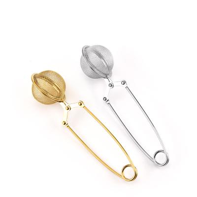 China Hot Selling Viable Coffee Tea Tools 304 Stainless Steel Tea Leaf Infuser Mesh Ball Filter Long Handled Tea Ball for sale