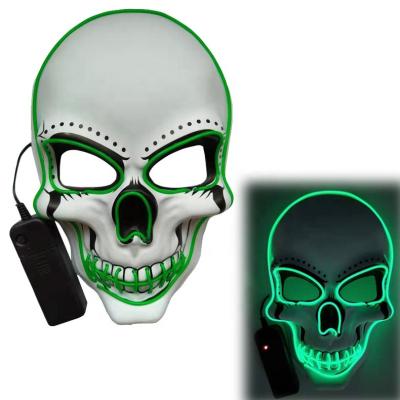 China Custom 2022 Neon Glow Halloween Horror Party Mask Ghost Head Ghost LED Electronic Luminous Mask Unisex for sale