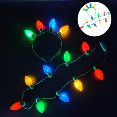 China Led Light Toys For Kids Christmas LED Bulb Necklace + Headband Set 9 Color LED Flash Bulbs Decor Atmosphere Party Supplies for sale