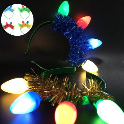 China Wholesale Christmas 2022 Holiday Party Supplies 4 LED ABS Light Bulbs And PS Glow Headband For Decor for sale