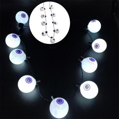 China Popular Halloween Neon Light Up 9 LED BULBS Necklace With Eyeball LED Necklace Light Watches Necklace Gifts for sale