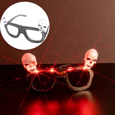 China European and American Ghost Day Skull Glow Halloween Style LED Flash Glasses Glow Ghost Main Frame Glasses for sale