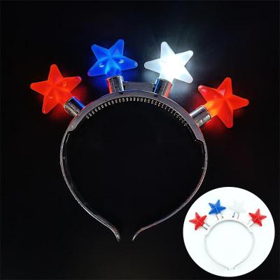 China CE USA 4th of July Patriotic Star LED Star Flashing Headband, Independent Day LED Light Up Star Headband Party Props for sale