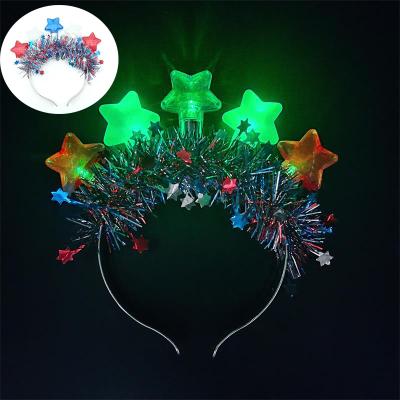 China 2022, Fourth of July Star Five-pointed Onion Star Onion Five-pointed Star Onion Independence Day Carnival Independence Day 5 Glow 5 Bulb Strips Light Headband for sale