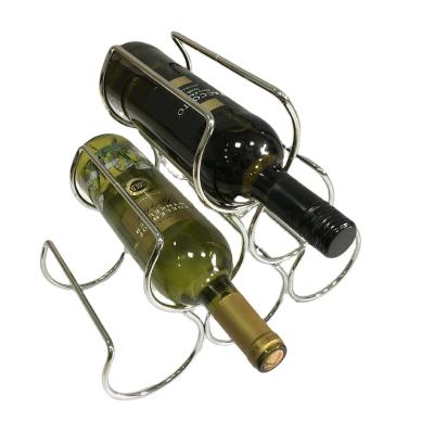 China Sustainable Chrome Plated Stainless Steel Rack Shaped Wine Rack With 6 Bottles for sale