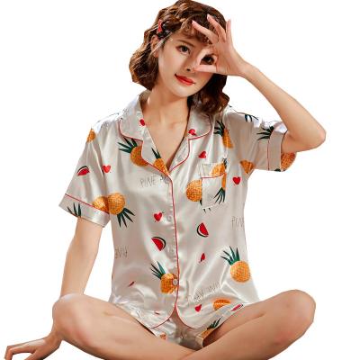 China Factory direct sales cute print women's 2022 summer new short sleeve warm thin lapel QUICK DRY shorts breathable pajamas for sale