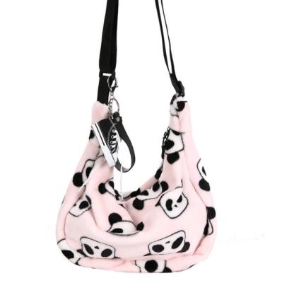 China Fashion fur shoulder bag panda head purses invent, rhinestone panda and bear bag ears tote, bear fur panda sling bag hand for sale