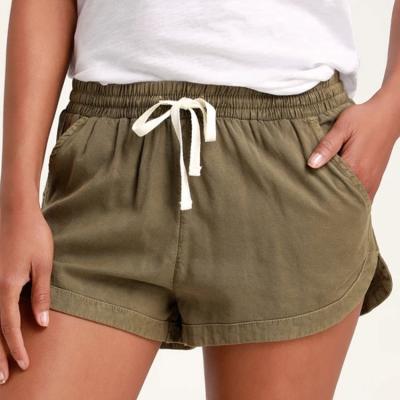 China Wholesale Anti-Wrinkle Washed Canvas Girls Black Simple Empty Gym Sweat Track Shorts Shorts Custom Supplier for sale