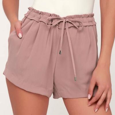 China Wholesale Anti-Wrinkle 100 Polyester Light Drawstring Office Women Casual Shorts for sale