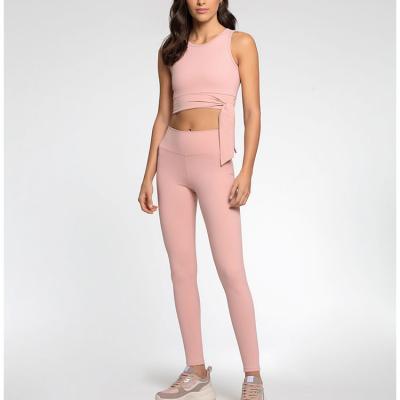 China Breathable Ballet Dance Solid Color Feeling Cotton Supplex Sleeveless Crop Top And Brazilian Gym Leggings for sale