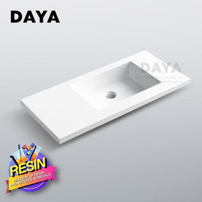 China Easy Clean Compound Faux Stone Wash Basin Bathroom Sink Nature Marble Rectangular Wash Basin for sale