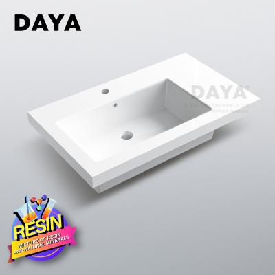 China Easy Clean Resin Polymarble Wash Basin Rectangle Bowl Single Sided Wash Basin Bathroom Sinks for sale