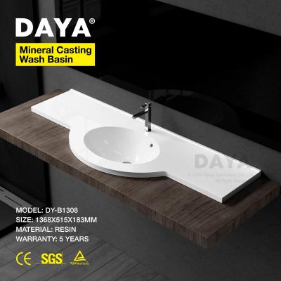 China Free Clean Easy Clean Artificial Solid Outdoor Resin Bathroom Sink Solid Stone Lavatory Stone Wall Hung Basin for sale