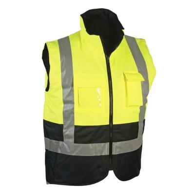 China Two Tone High Reflective Winter Water Proof Visibility Safety Sleeveless Vest for sale