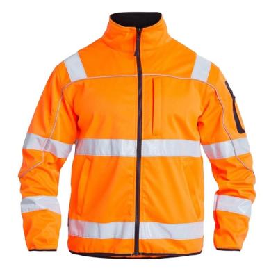 China Class 3 Breathability HI ANSI Orange Waterproof Softshell Jacket With Reflective Tapes for sale