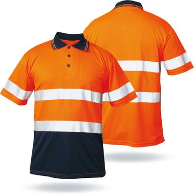 China Soft Hi-Strength Visibility Safety Work Polo Shirt 100% Poly High Poly Reflective Tape 5cm EN-ISO-20471, ANSI107, AS/NZS, CE for sale