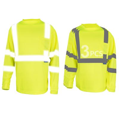 China Wholesale Soft Reflective Long Sleeve Round Neck High Visibility Safety T-Shirt for sale