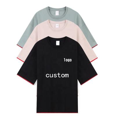 China popular hot selling Anti-wrinkle T-shirt loose and dropped shoulder style unisex cotton short sleeves for sale