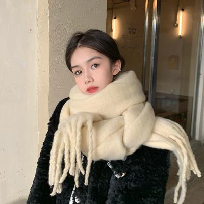 China Cashmere Fringe mohair soft scarf for women lengthened thickened warm cashmere scarf other scarves for sale