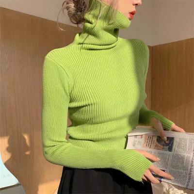 China Knit Women heaps collar Turtleneck Sweaters Autumn Winter Slim Pullover Women Basic Tops Casual Soft Knit Sweater for sale