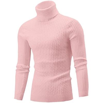 China Anti-wrinkle Men's Casual Slim Fit Turtleneck Pullover Sweaters with Twist Patterned & Long Sleeve T-Shirt for sale