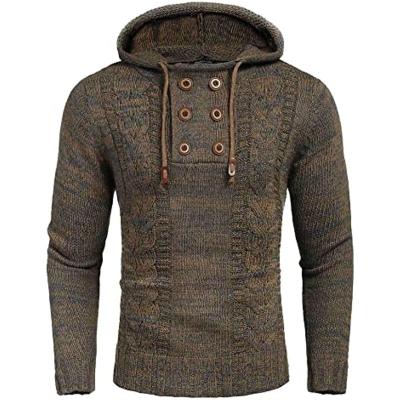 China Anti-wrinkle Men's Knitted Hoodies Pullover Casual Long Sleeve Turtleneck Sweaters for sale