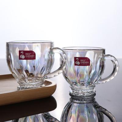 China Single Layer Handle 185ml Juice Drink Coffee Mugs Household Glass Milk Tea Viable Glass Mug for sale