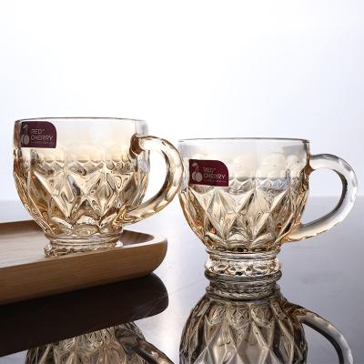 China Viable Wholesale High Quality Vertical Old-fashioned Tea Coffee Crystal Glass Cup Thick Bottom Glass Mug for sale