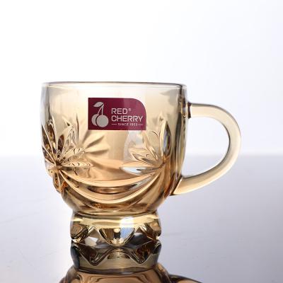 China Viable Low Price Embossed Glass Mug Glass Mugs In Turkey Custom Glass Tea / Coffee Mugs for sale